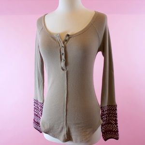 Free People Brown Knit Cuff Ski Lodge Thermal